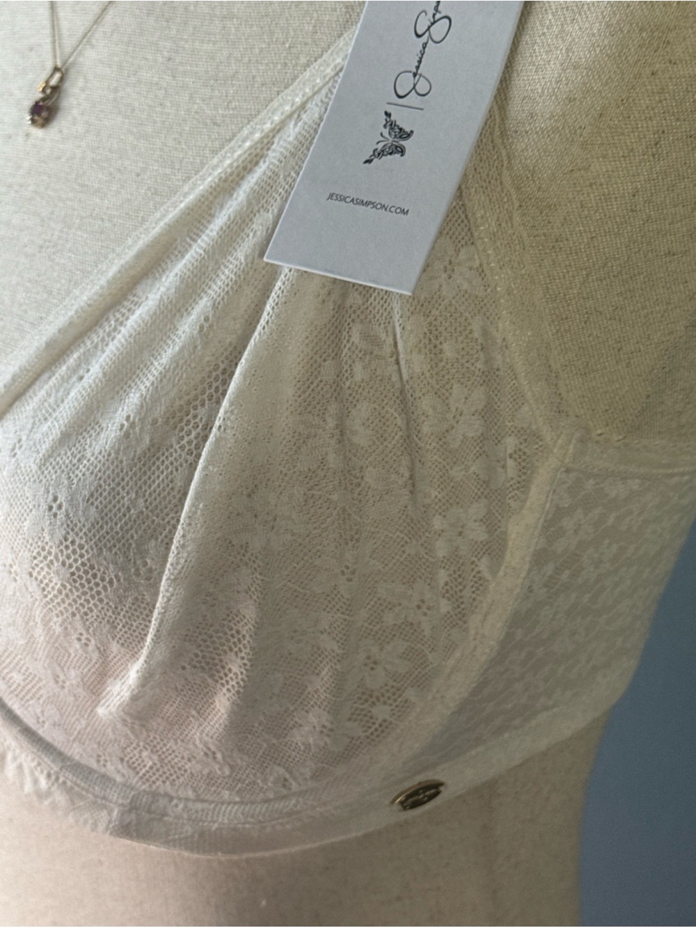 NWT Jessica Simpson Cream Lace Balconette Underwire Bra 38D - Picture 6 of 12
